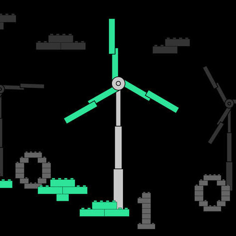 Illustration einer Windkraftanlage aus Lego 